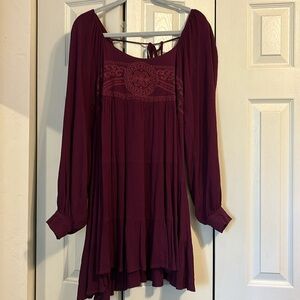 Chelsea & Violet Embroidered Boysenberry Babydoll Dress